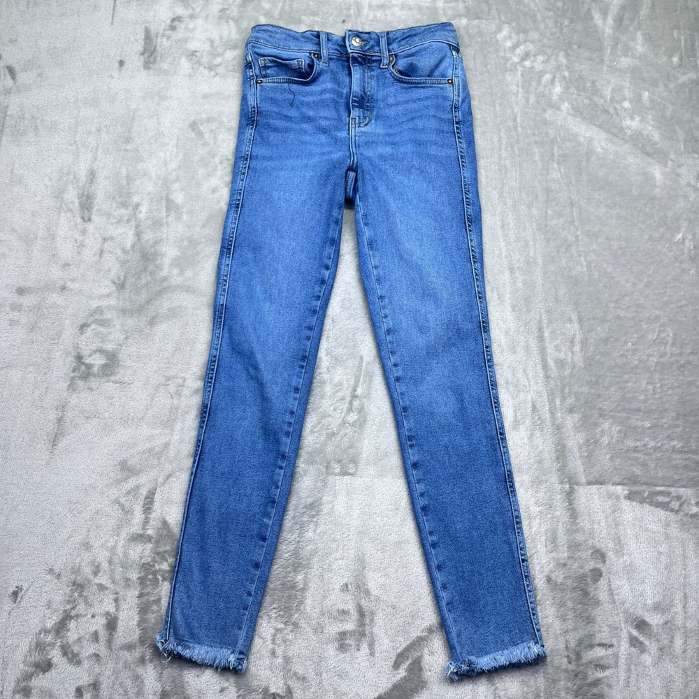 We The Free Jeans Women's Sz 26 Fits 24" Frayed Hem Skinny‎ Blue Denim Casual